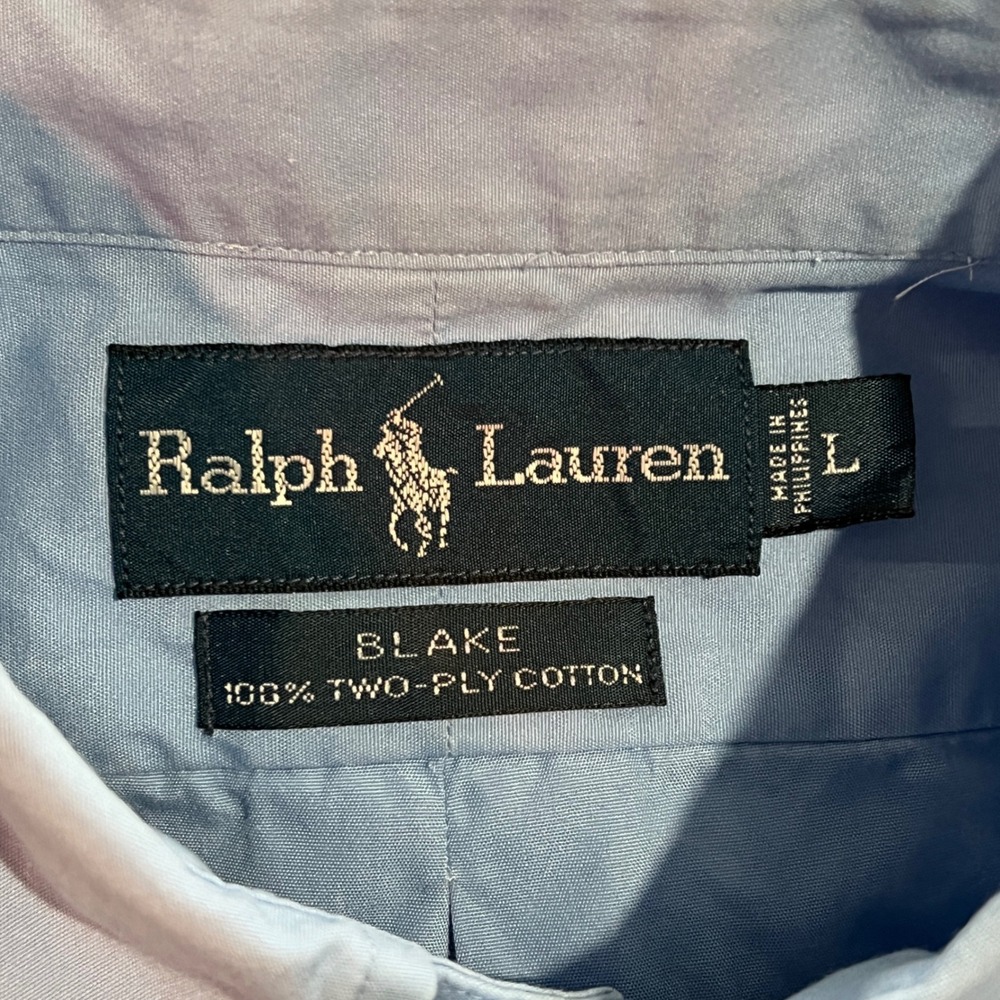 VTG Ralph Lauren Blake Button Down Shirt Mens L Blue Long Sleeve Cotton Preppy - Picture 6 of 8